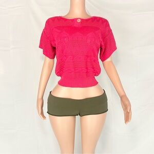 Vintage hot pink knit crop top
